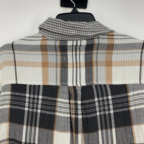 Aerie Top Plaid Button Down Flannel Pajama Shirt Long Sleeve - Picture 8 of 10